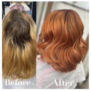 Colour-Correction-from-Blonde-to-Red-Hair-by-Leonie-at-Simon-Constantinou-Hairdressers-Cardiff