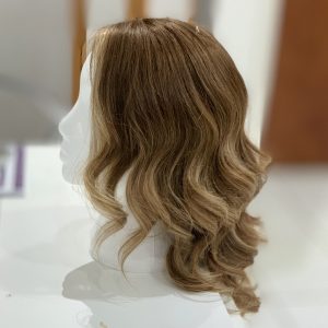 Natural Balayage on Human Hair Medium Length Wig