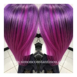 Pink Purple Balayage Hair colour on human hair wig