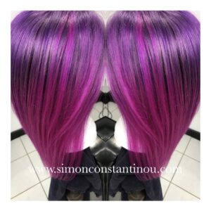 Pink Purple Balayage Hair colour on human hair wig