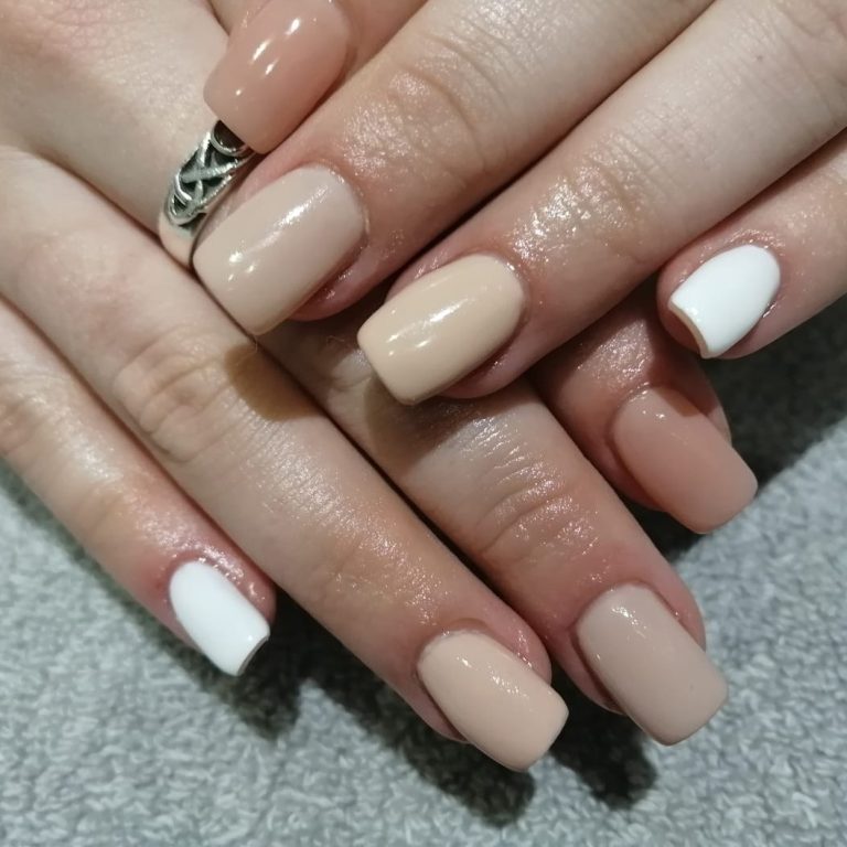 Taupe and White Nail Extensions