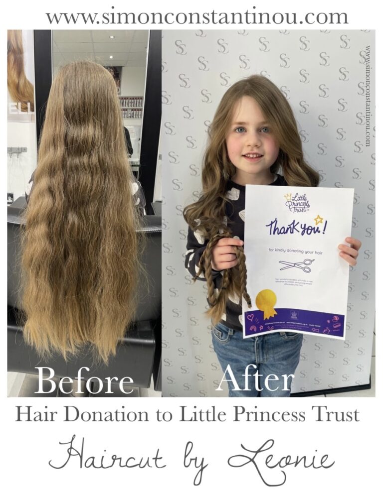 Long girls hair cut for donation to little princess trust