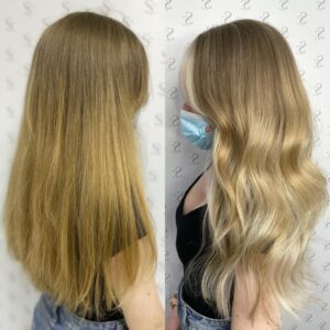 Long Hair Blonde Balayage with ghd waves