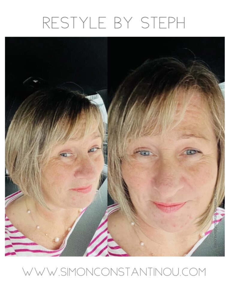 Blonde Bob Restyle with Sweeping Fringe cut and styled by Steph