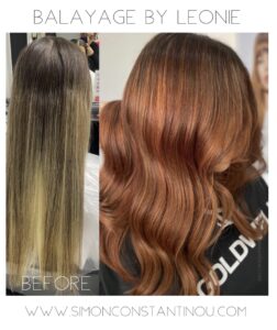 Hair Colour Correction from grown out blonde to Red Balayage