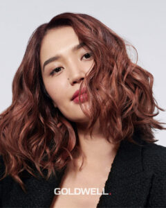Mahogany Hair Colour on wavy medium length hair