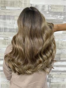 Beige Blonde Balayage Hair Colour by Leonie at Simon Constantinou Hairdressers in Cardiff