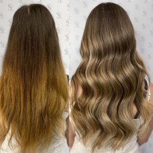 Colour Correction Warm Blonde Balayage by Steph at Simon Constantinou Hairdressers Cardiff