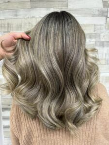 Beige Blonde Balayage Hair Colour by Leonie at Simon Constantinou Hairdressers Cardiff