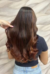 Brunette Caramel Hair Colour by Lucy at Simon Constantinou Hairdressers Cardiff