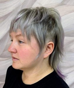 Silver grey lilac woolf cut by Rhys at Simon Constantinou Hairdressers Cardiff
