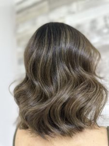 Beige Blonde Brunette Balayage on Medium Length Hair by Leonie at Simon Constantinou Hairdressers Cardiff