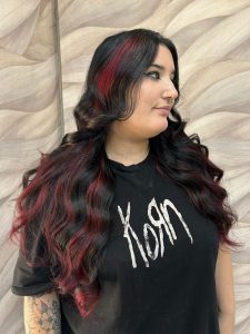 Black and Red Hair Colour by Rhys at Simon Constantinou Hairdressers Cardiff