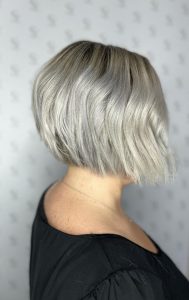 Restyle from Long Hair to Silver Root Fade Graduated Bob by Steph at Simon Constantinou Hairdressers Cardiff