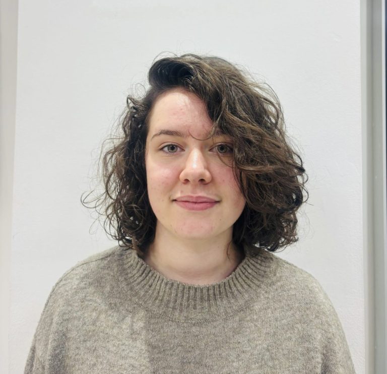 Curly Hair Cut on Medium Length Hair by Jem at Simon Constantinou Hairdressers Cardiff