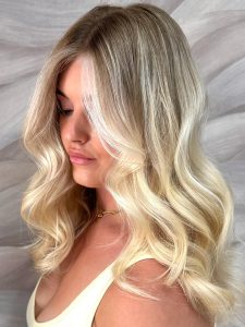 Bright blonde balayage by Steph at SImon Constantinou Hairdressers Cardiff