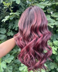 Raspberry Balayage by Maggie on Little Princess Human Hair wig at Simon Constantinou Hair Cardiff