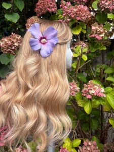 Strawberry Blonde Balayage & Highlights on Little Princess Human hair wig by Maggie at Simon Constantinou Hairdressers Cardiff 